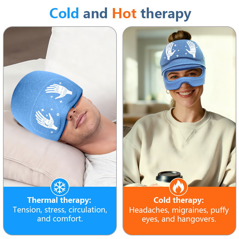 Eye-Opening Hat Eye Mask Set ColdHot Gel Ice Cap - image 3
