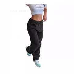 Casual Retro Loose Denim Trousers Women - Black - View 1