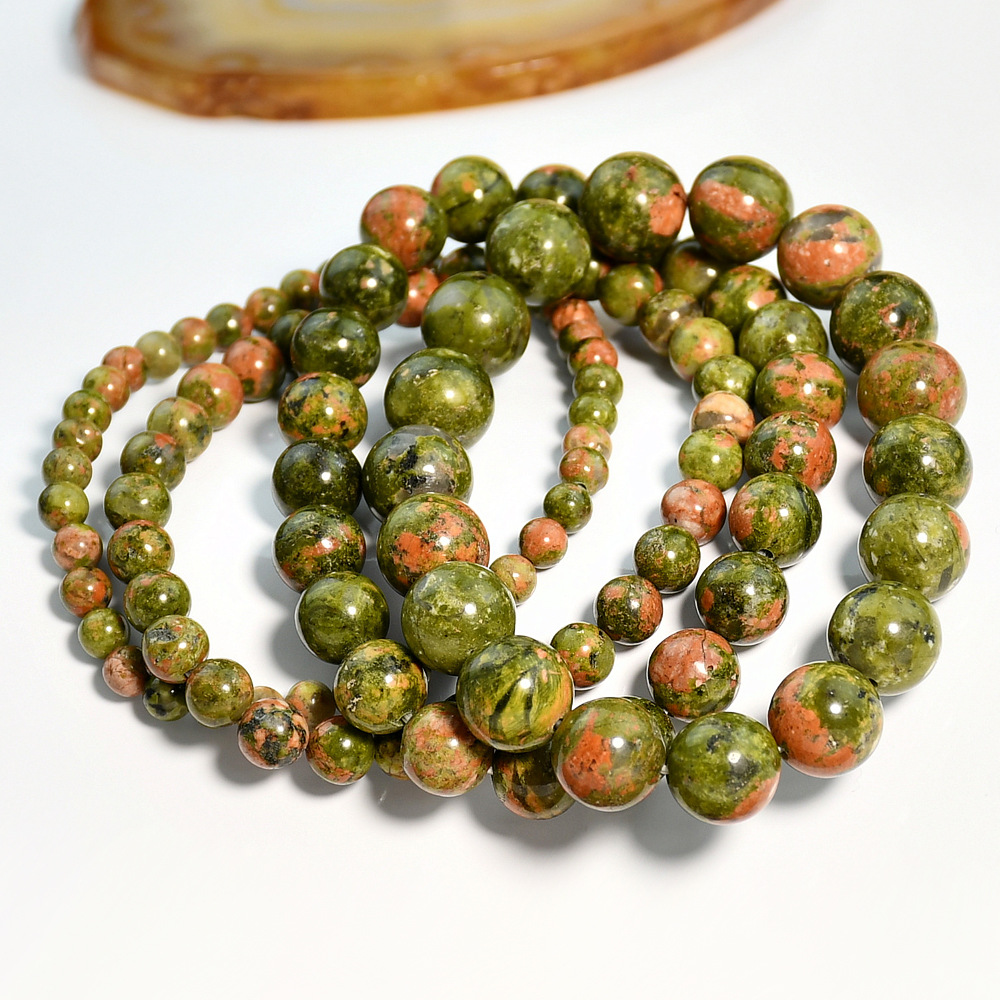 Ornament Unakite Bracelet Female Round Beads Agate