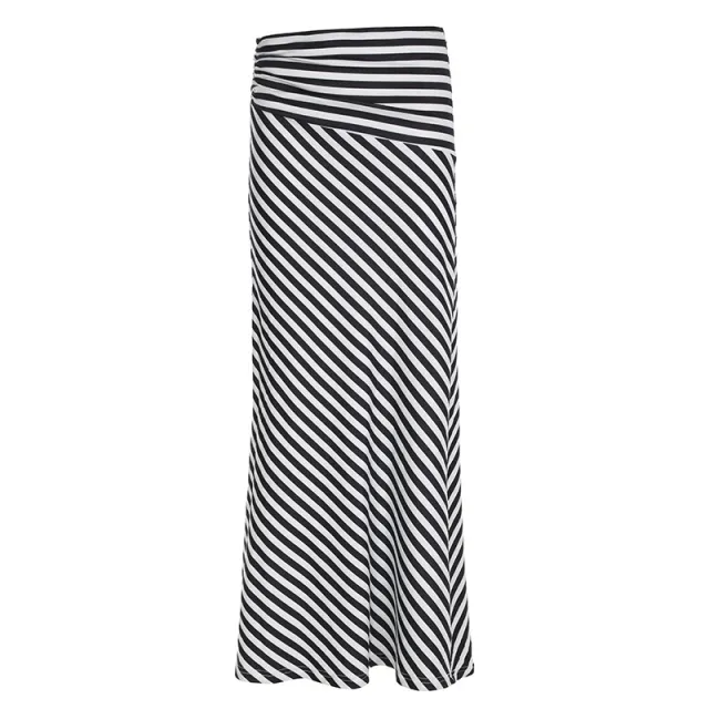 New High Waist Elastic Hip Long Skirt For Women Black And White - Shop at LoveMi
