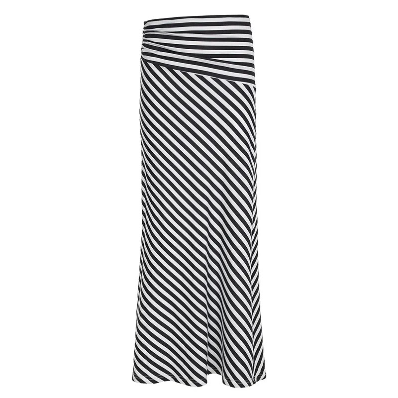 New High Waist Elastic Hip Long Skirt For Women - Black And White