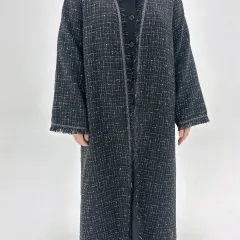 Turkey Dubai Autumn And Winter Cardigan Dress - Black - View 1