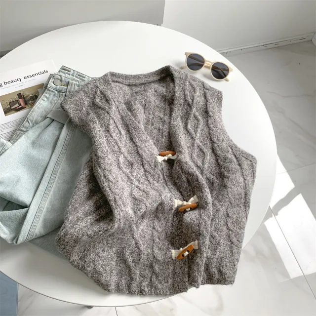 Women's Korean Style Loose Fitting Casual Design Knitted Top For Autumn And Winter Gray Coffee Color - Shop at LoveMi