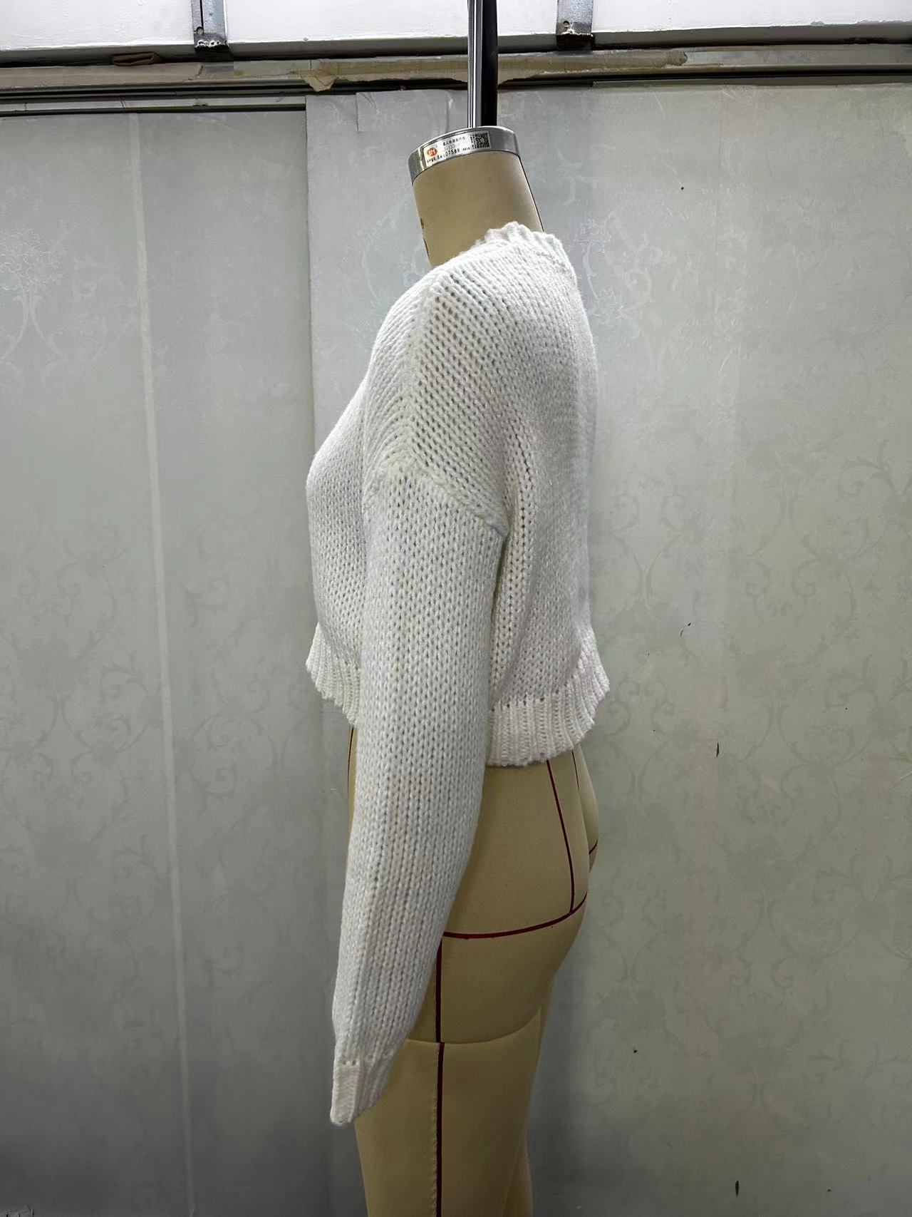 Loose Leisure Short Contrast Color Striped Sweater Top