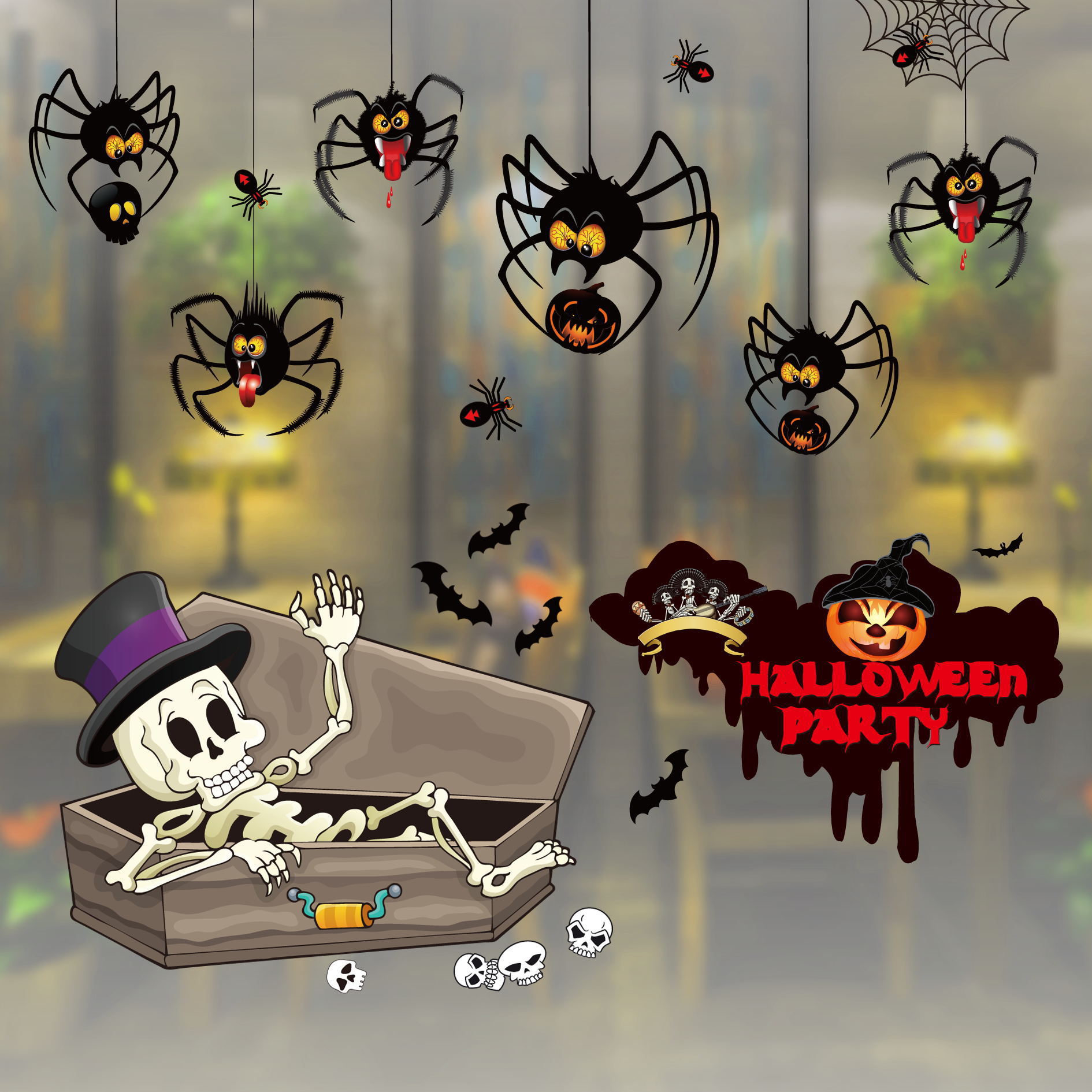 Title 28, Adesivos de Halloween para decoração de porta d...