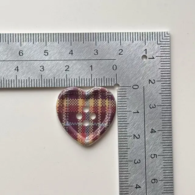 Cute Style Plaid Heart Button Red - Shop at LoveMi