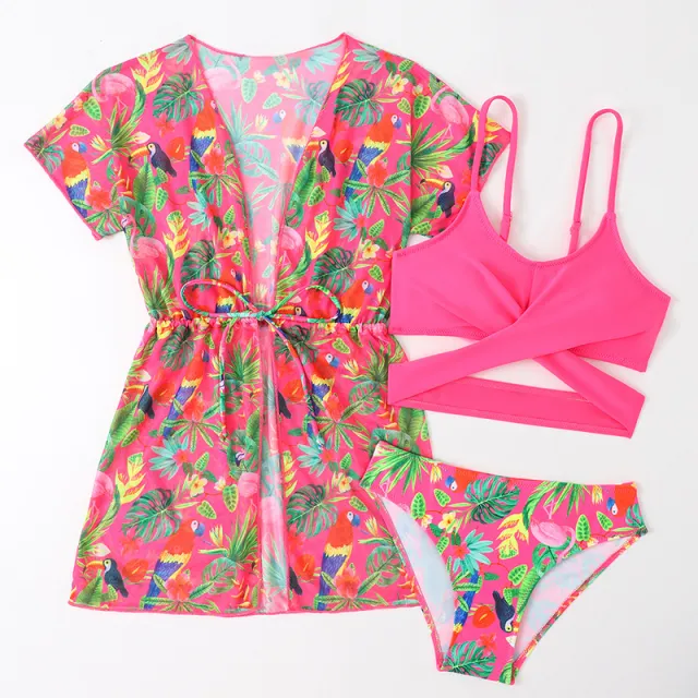 Fashion Girls Floral Split Overclothes Swimsuit Floral - Shop at LoveMi