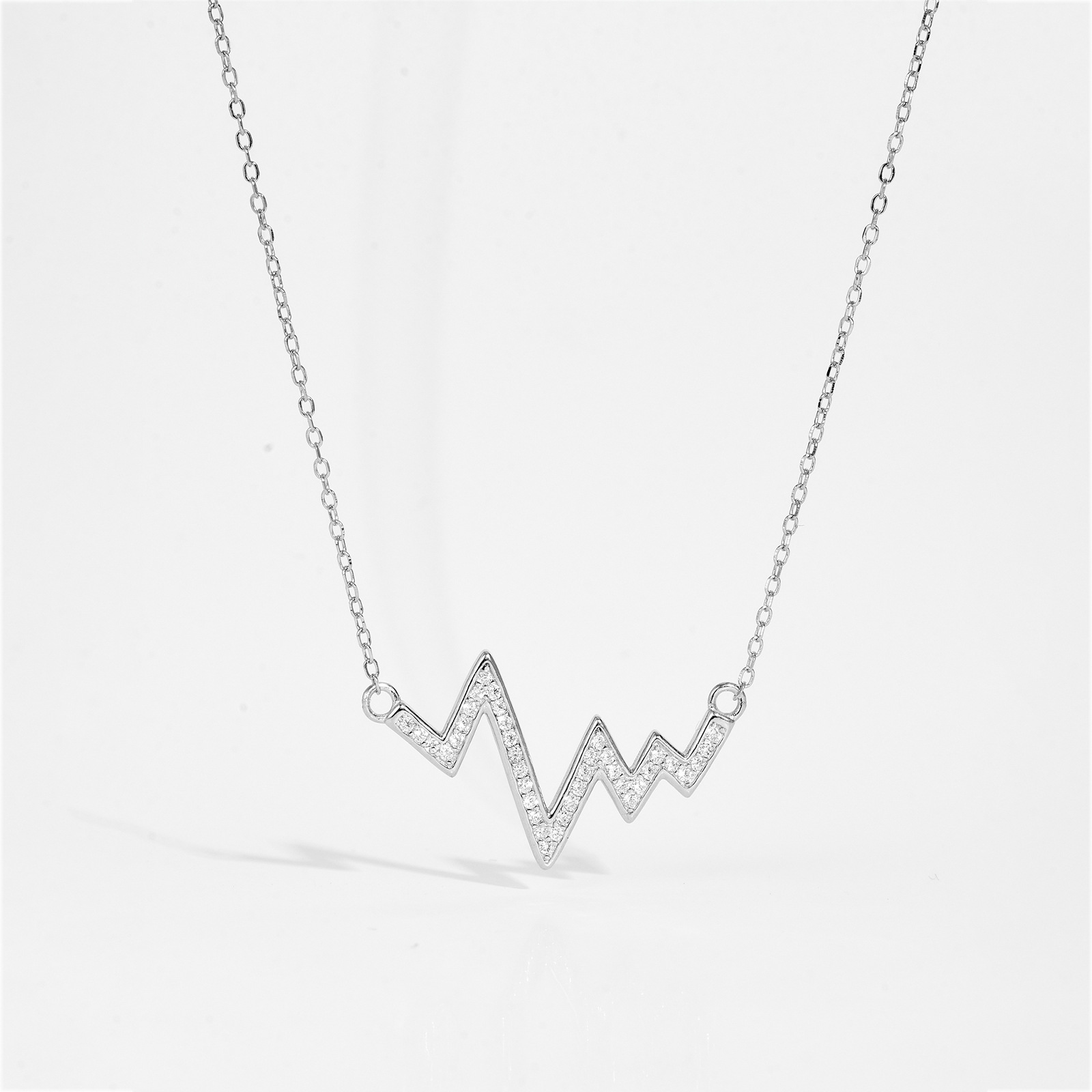 S925 Sterling Silver Wave Heartbeat Necklace