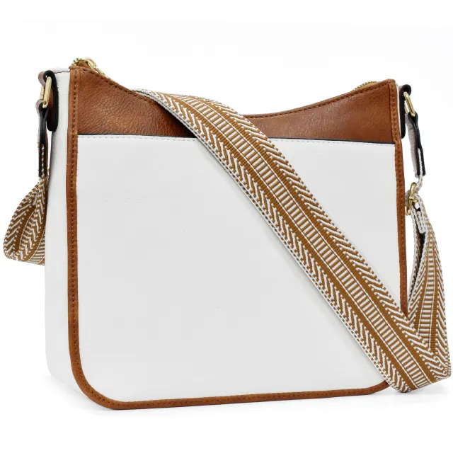 Retro Solid Color Color Matching Shoulder Messenger Bag Ribbon Beige - Shop at LoveMi