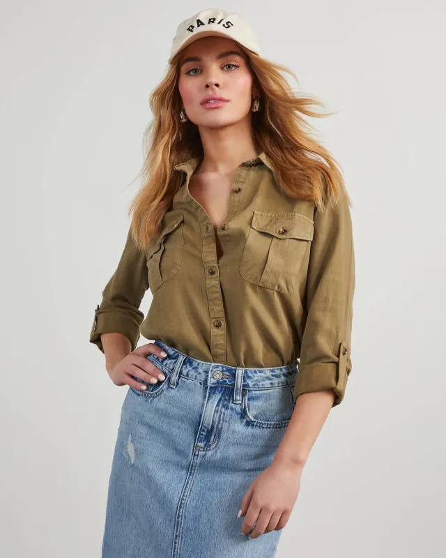 European And American Leisure Lapel Single Breasted Women's Long Sleeve Denim Shirt Brown - Shop at LoveMi