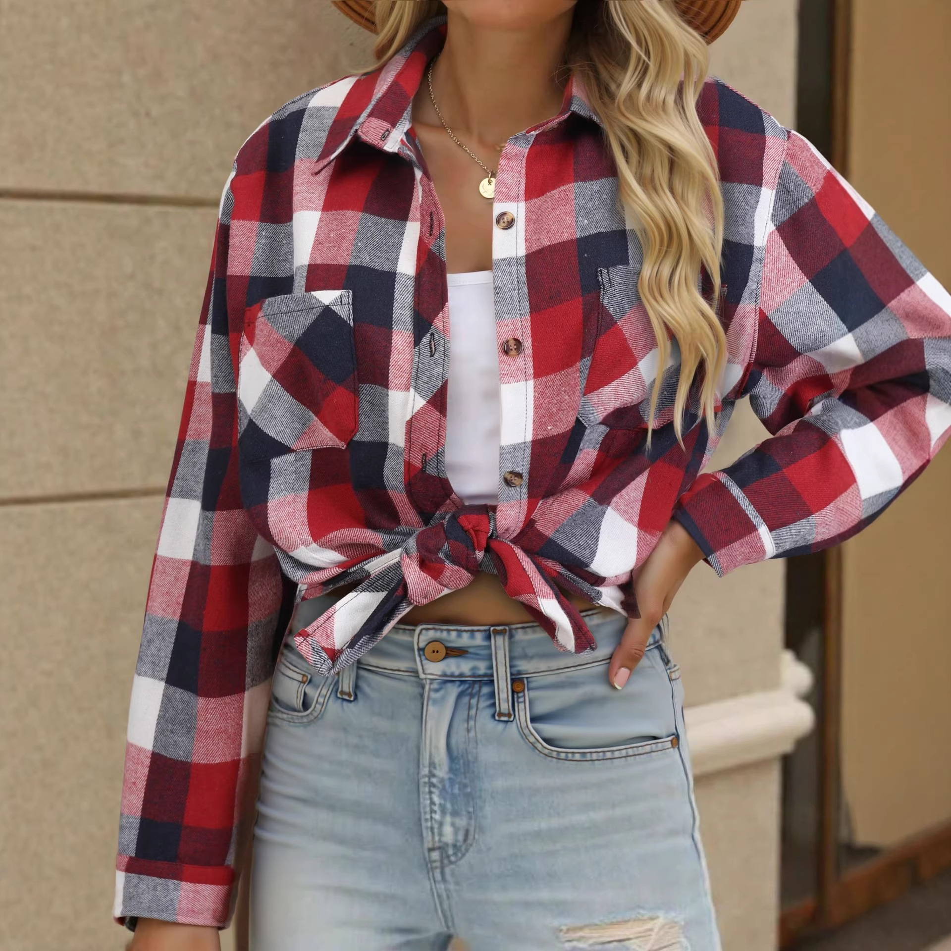 Women's Casual Flannel Plaid Shirt