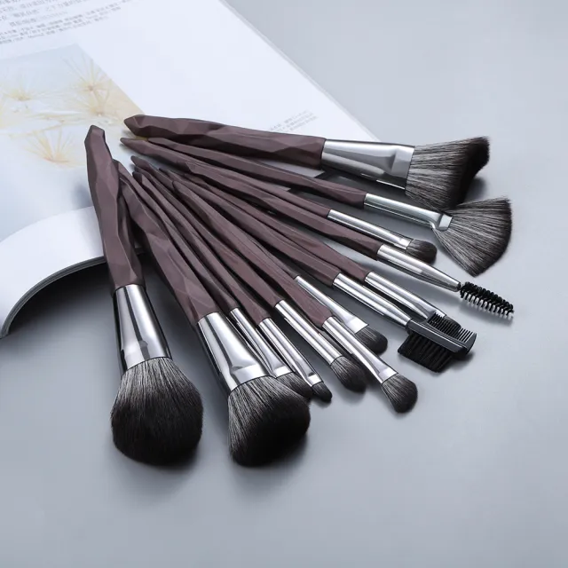 Foundation Nose Shadow Wool Blush Makeup Brush Full Set 13 Pieces Khaki - Shop at LoveMi