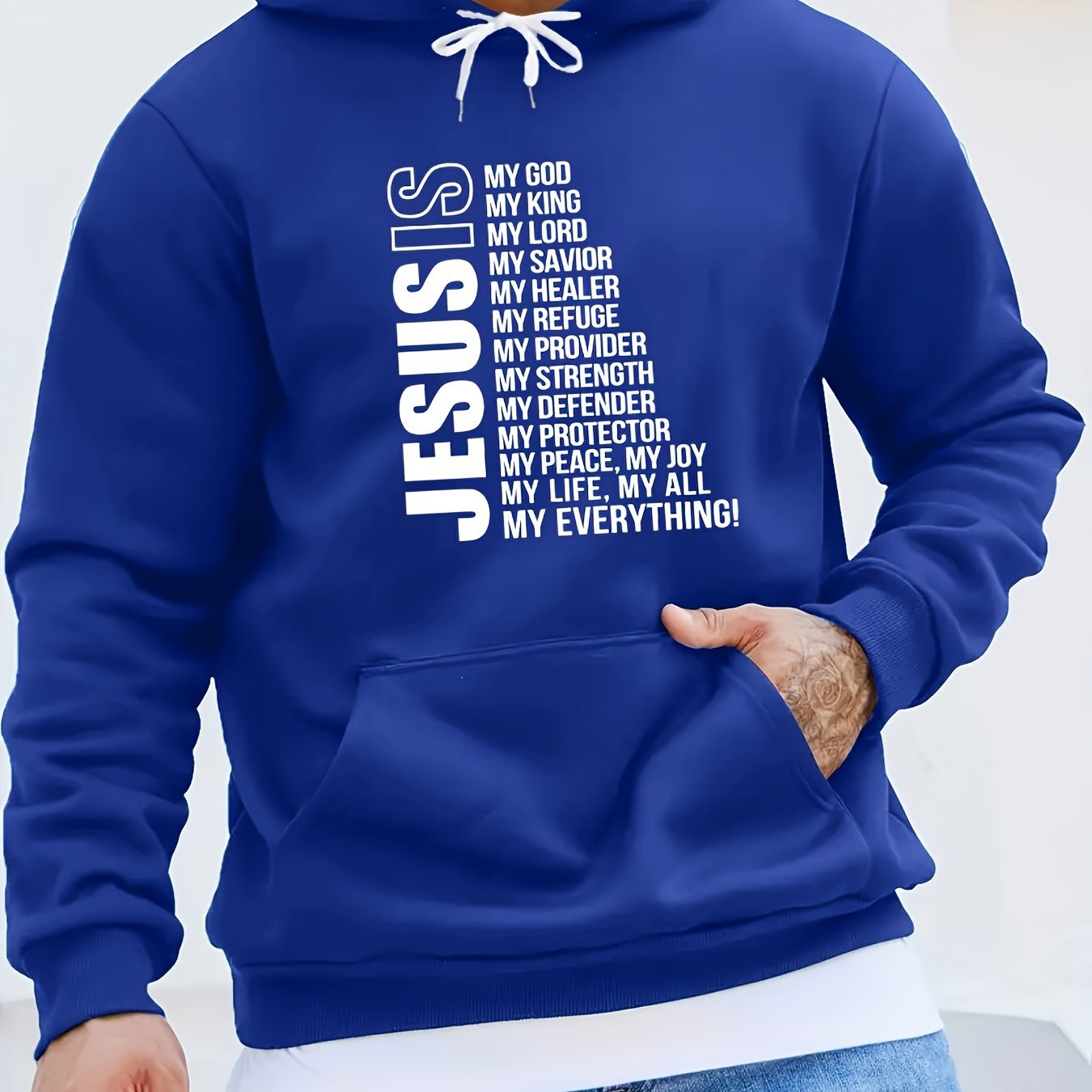 Printed Kangaroo Pocket Hoodie Casual Long-Sleeve Hoodie Pullover Sweatshirt