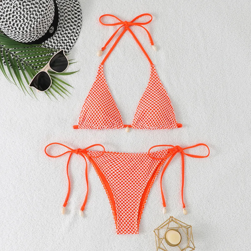 New Sexy Strap Three-point Bikini Split - Orange