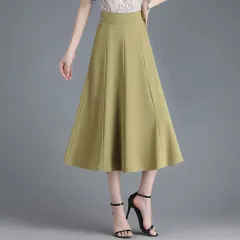 Mid-length Spring And Summer Thin Ice Silk Draping A- Line Small Umbrella Skirt For Women - Ginger 66Cm - View 1