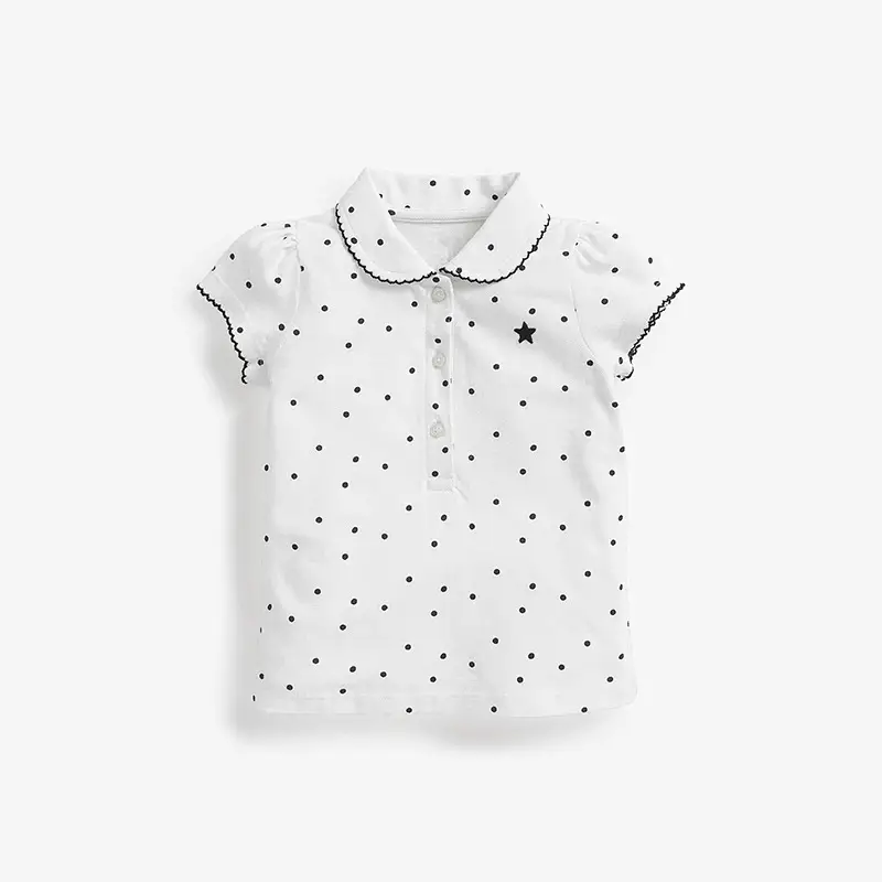 Summer Kids Top With Lapel Collar Pure Cotton Childrens T-Shirt