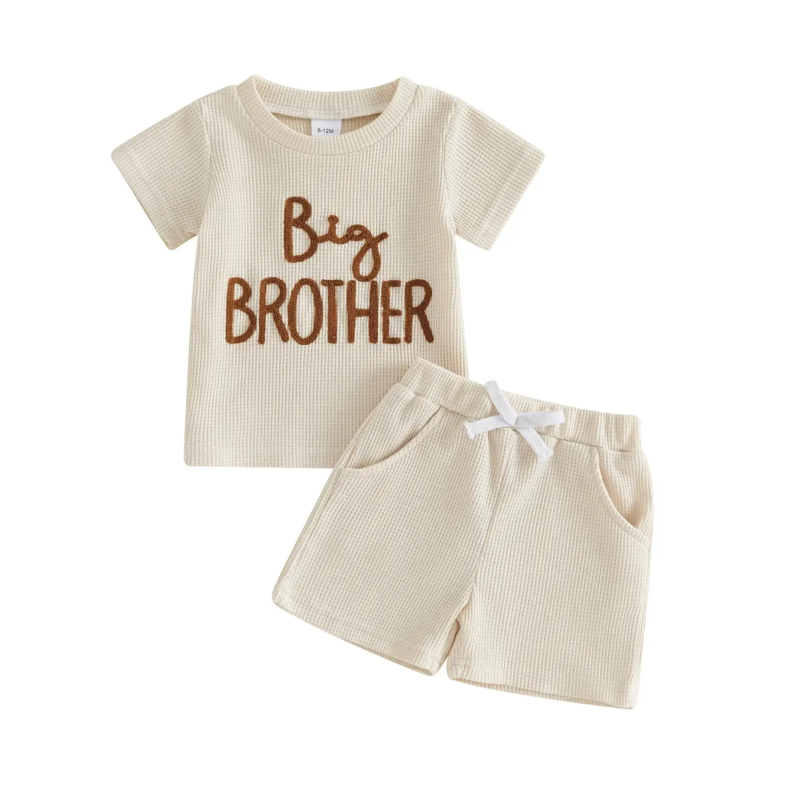 Arrival Set Waffle-knit Fabric With Letter Embroidery Breathable And Soft Short-sleeve Top And Shorts