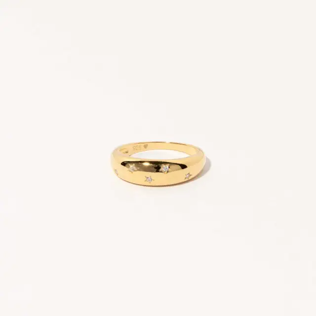 S925 Sterling Silver Small Five pointed Star Ring For Women Yellow Gold - Shop at LoveMi