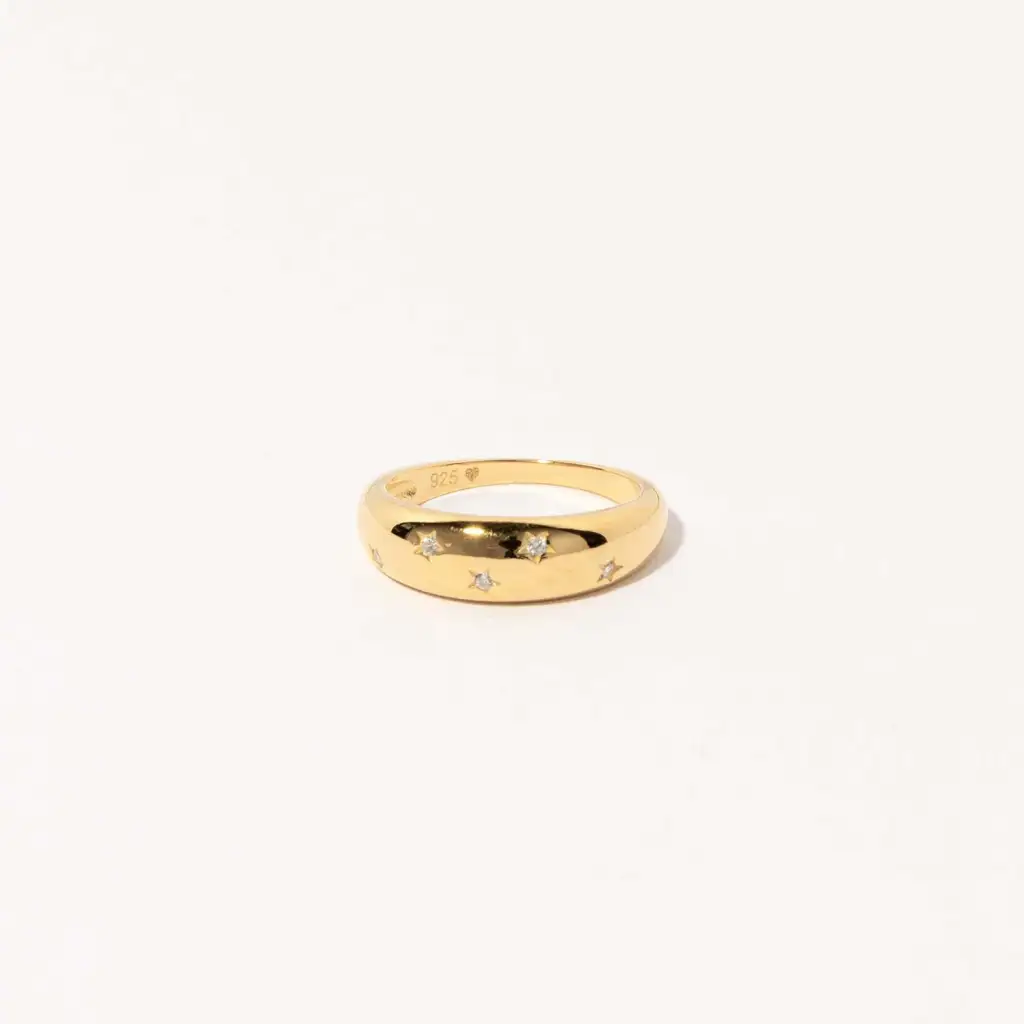 S925 Sterling Silver Small Five-pointed Star Ring For Women - Yellow Gold