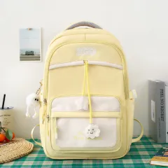 Men's And Women's Same Fashion All-match Backpack Large Capacity - Yellow - View 1