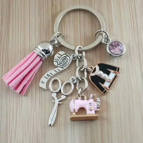 Sewing Machine Clothes Ruler Scissors Tassel Tailor Commemorative Key