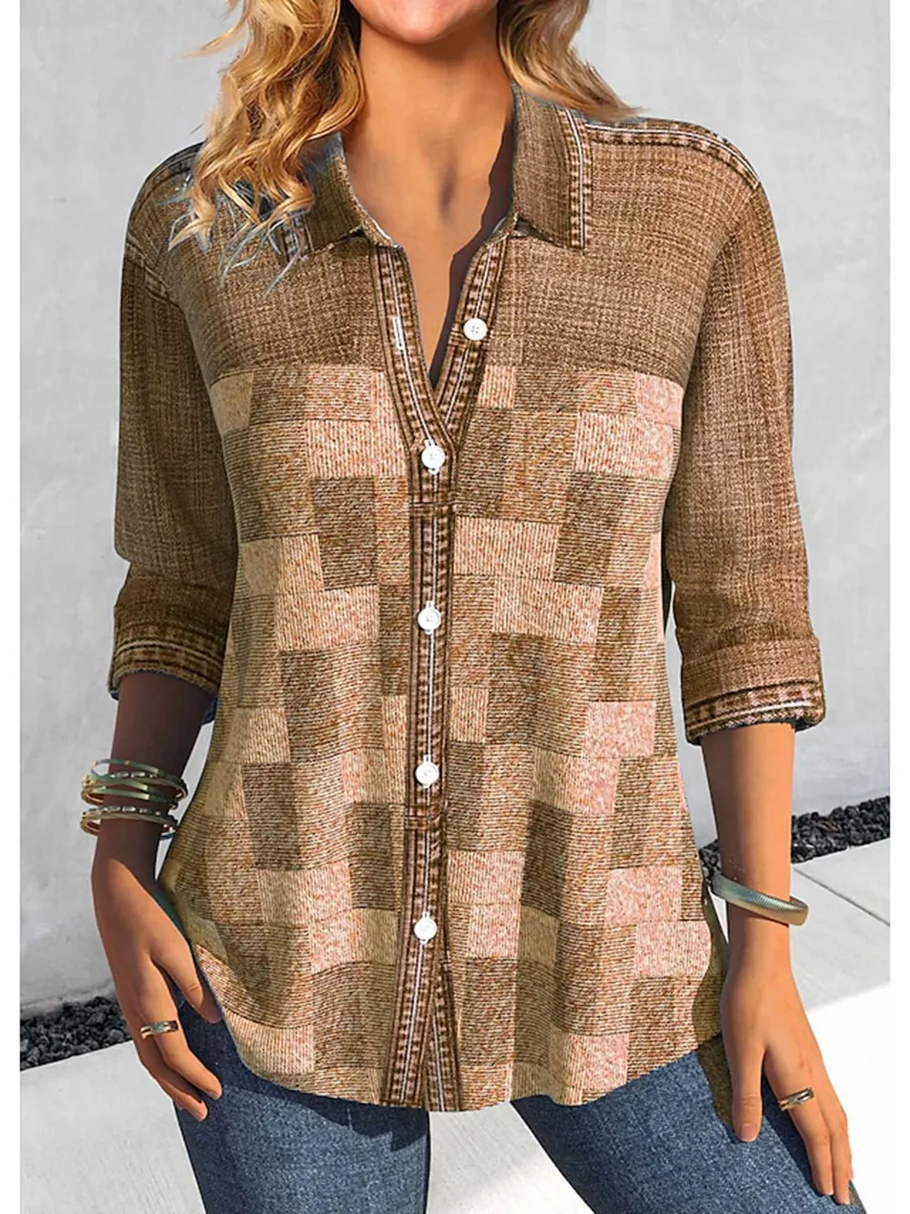 Colorful Geometric Printing 3D Digital Elegant Commuting Cardigan Shirt - B25Shh010217061
