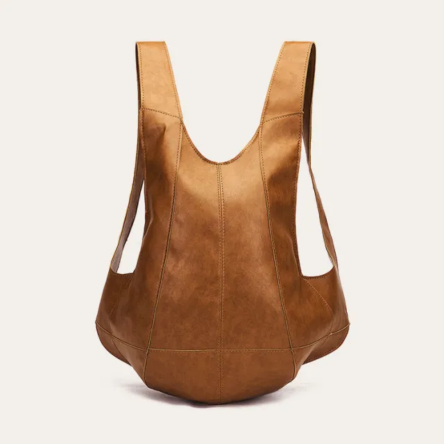 Vegetable Tanned Soft Leather Beetle Student Backpack Tan - Shop at LoveMi
