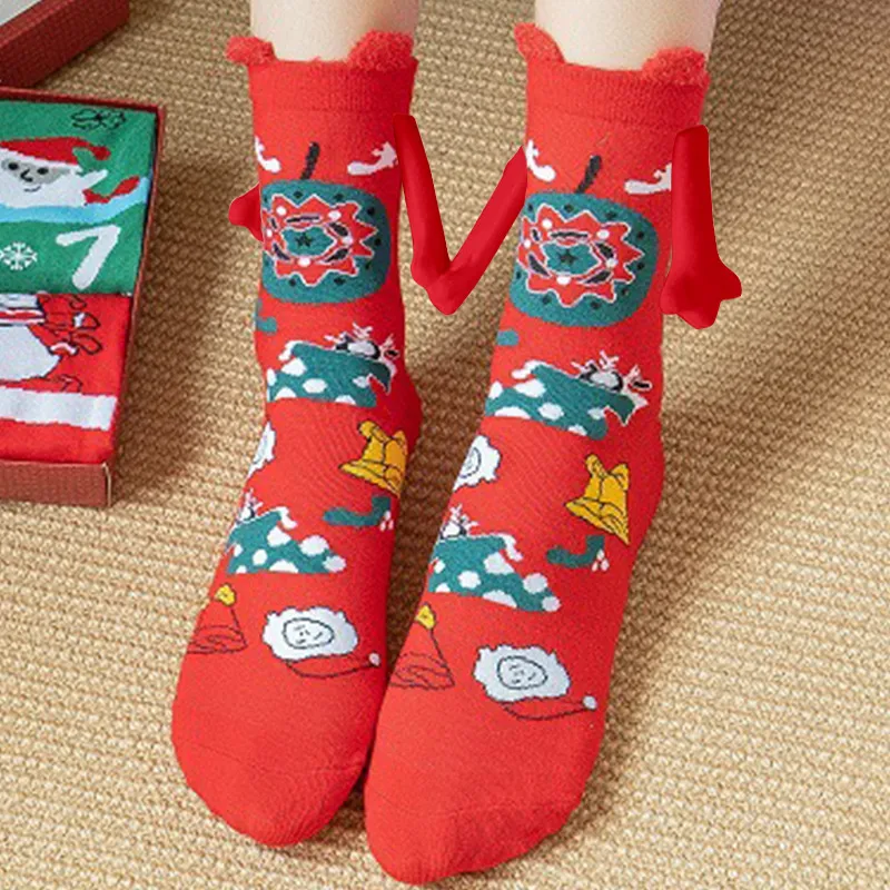 Christmas Stockings Autumn Winter Cotton Magnet Lodestone Hand Tube Socks - Figure 37