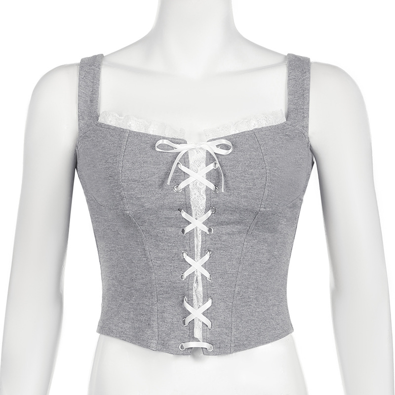 Hot Girl Style Fashion Lace-up Vest Skirt