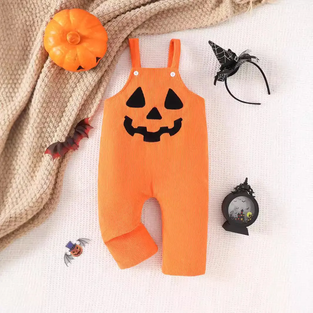 Halloween New Baby Pumpkin Grimace Embroidered Corduroy