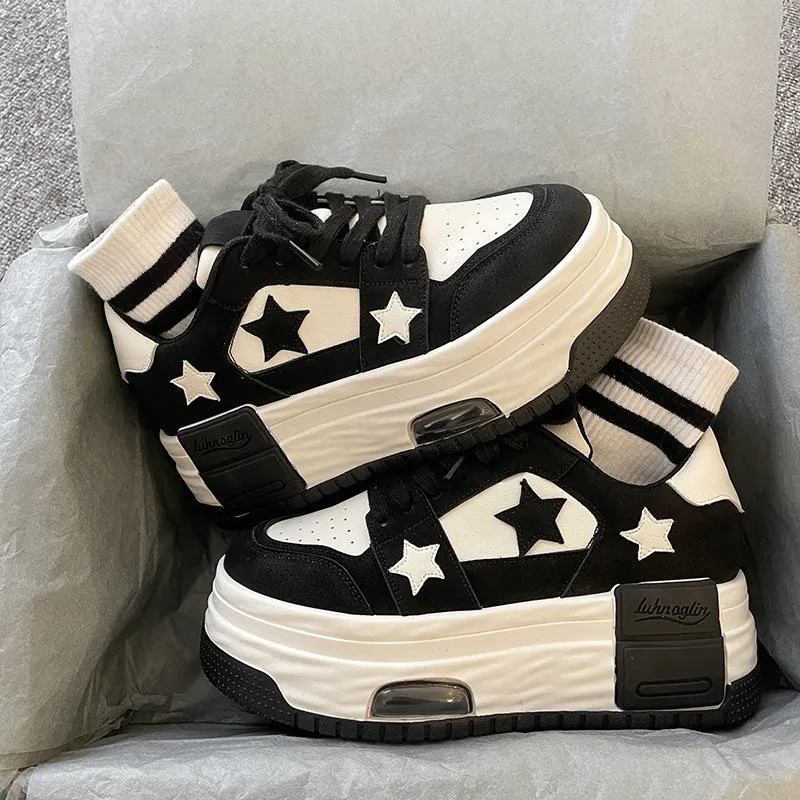 All-match Thick Bottom Increased Style Lightweight Sneakers - Black