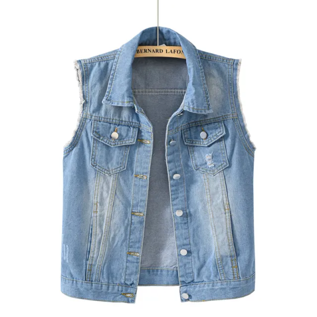 Multi Color Selection Denim Vest Women's Slim Sleeveless Jacket Light Color Denim - Shop at LoveMi
