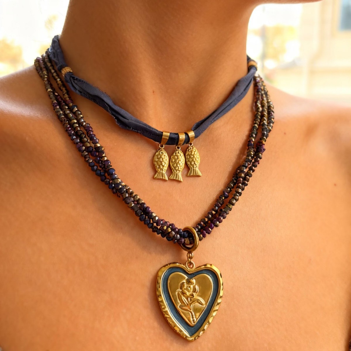 Stainless Steel Heart-shaped Small Fish Pendant