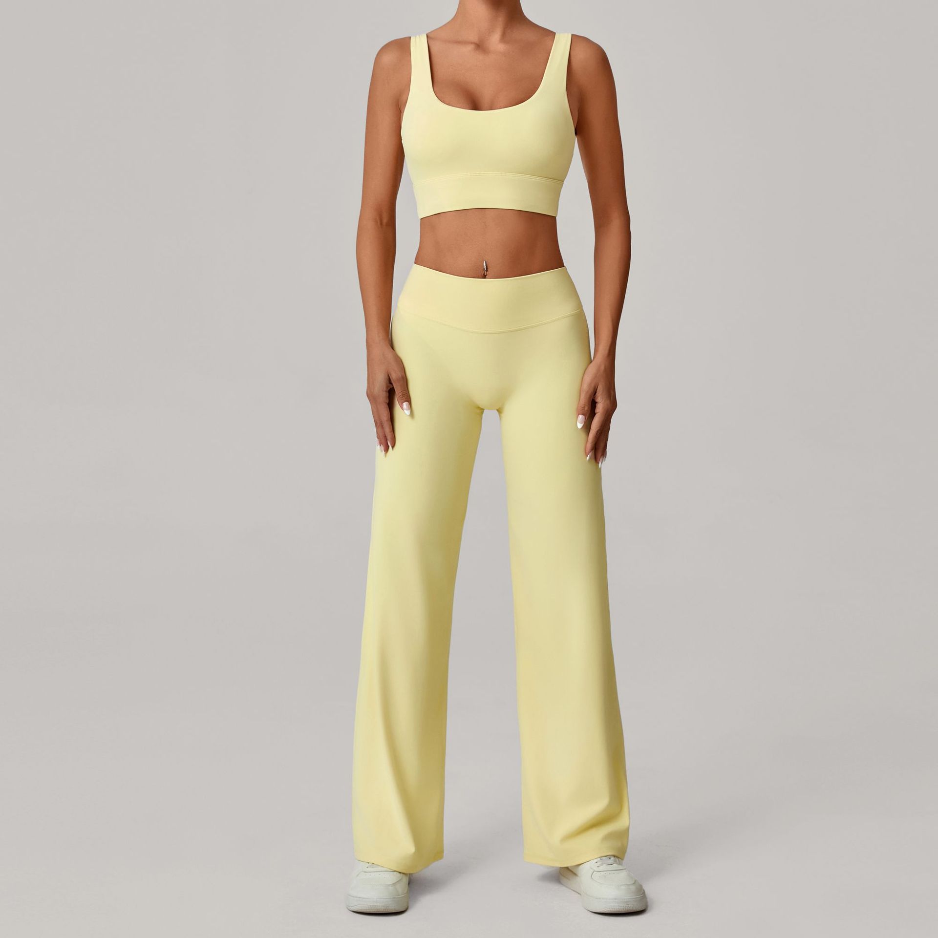 Racerback Bra And Straight-leg Pants Yoga Set Quick-drying Workout Outfit
