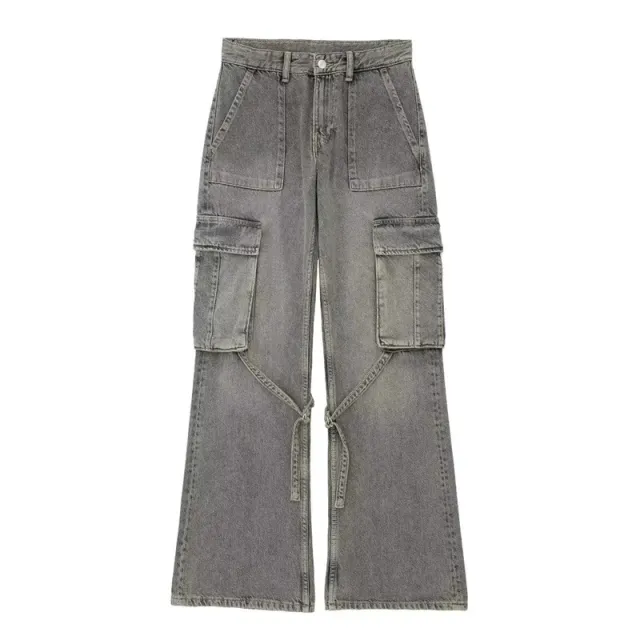 Women's Fashion Loose And Simple Overalls Mid waist Jeans Picture Color M - Shop at LoveMi