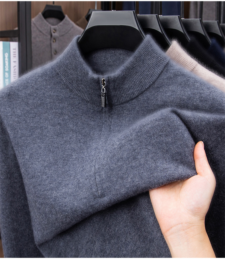Men's Wool Half-Zip Stand-Collar Jumper image 4