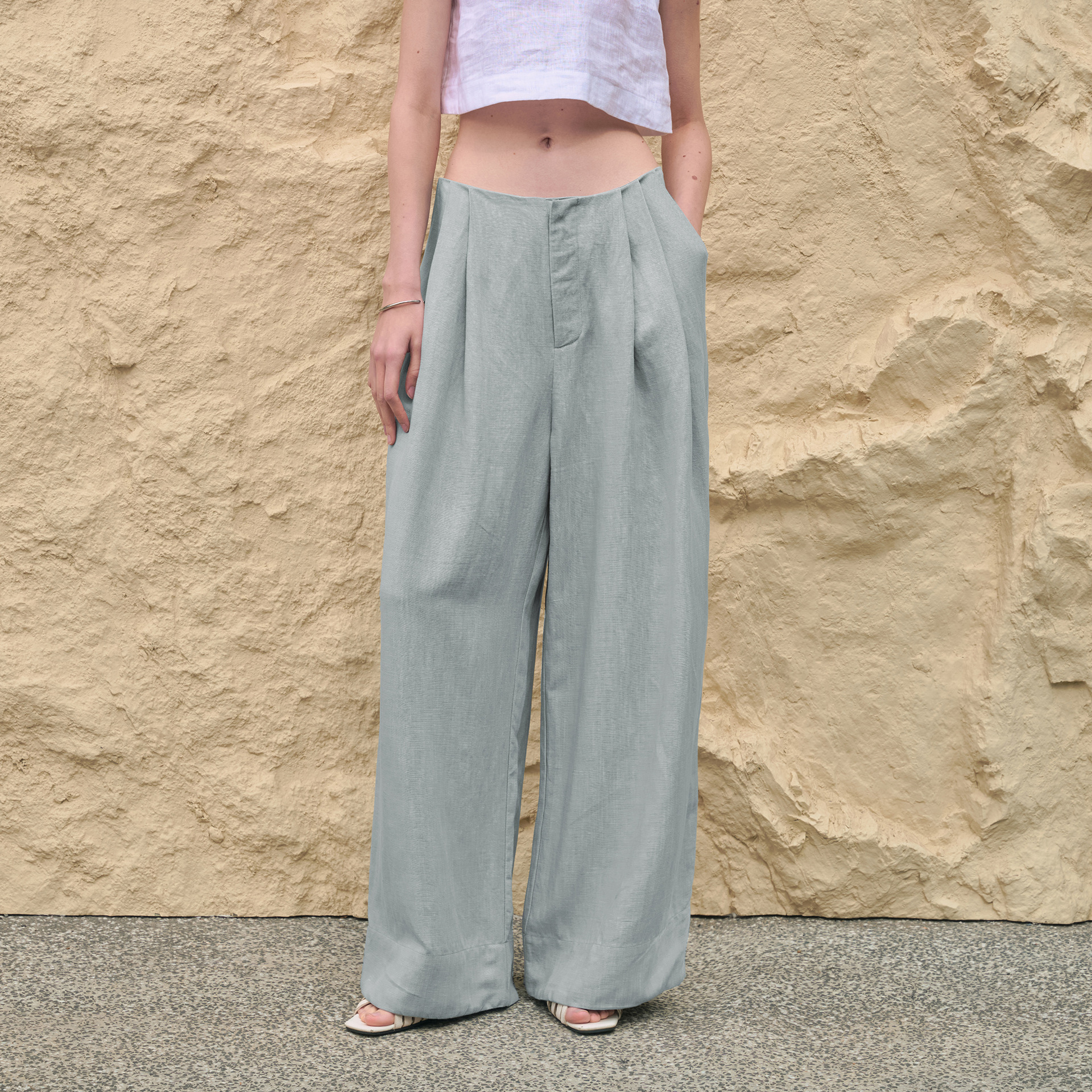 Womens Linen Yamamoto-inspired Minimalist Solid-color Trousers