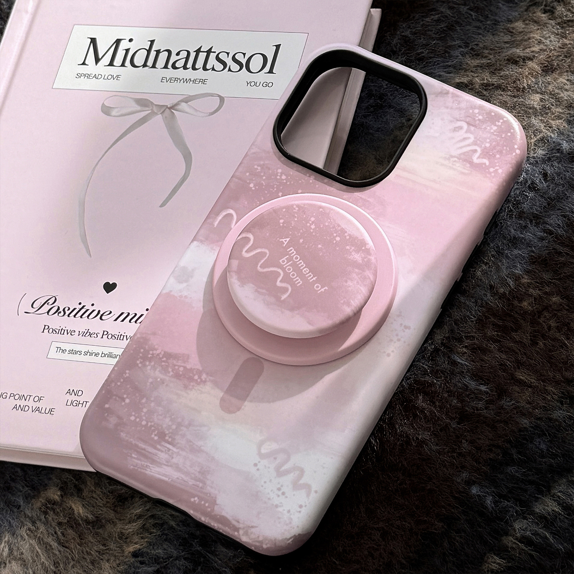 Magnetic Phone Case With A Pink-brown Gradient Design And Built-in Stand