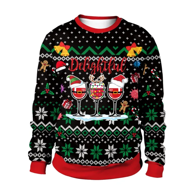 European And American Christmas Christmas Men's And Women's Same 3D Printed Crew Neck Sweatshirt Top Couple Wear Gm092702 5Xl - Shop at LoveMi