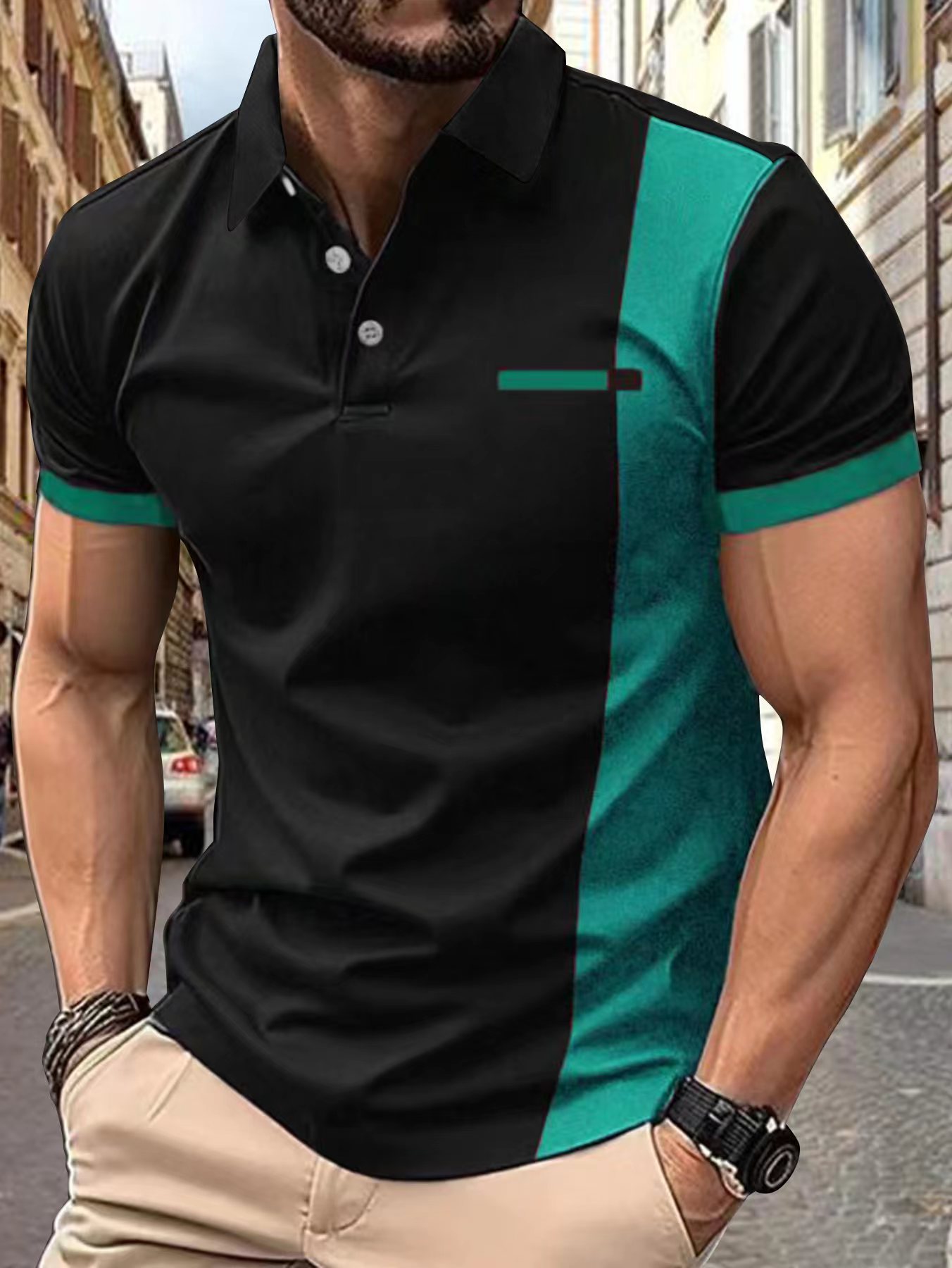 Title 8, Sommer Streifen Herren Sport Polo Shirt. Atmung...