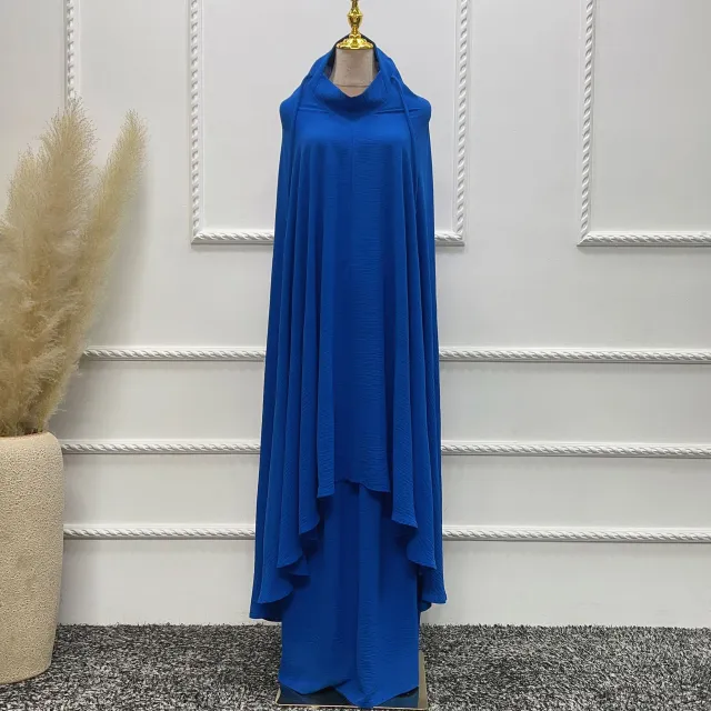 Women's Solid Color Wide Hem Robe Dress Two piece Set Blue - Shop at LoveMi