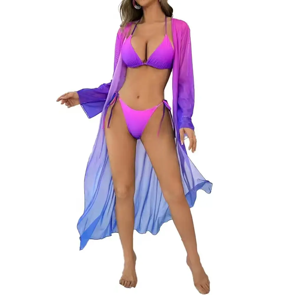 Cross-border Bikini Three Piece Swimsuit Women's Sexy Three-point Gradient
