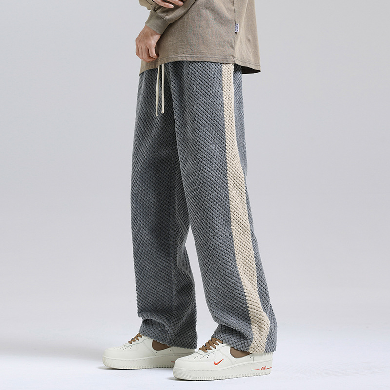 Men's Fashion Color Contrast Loose Casual Straight Pants