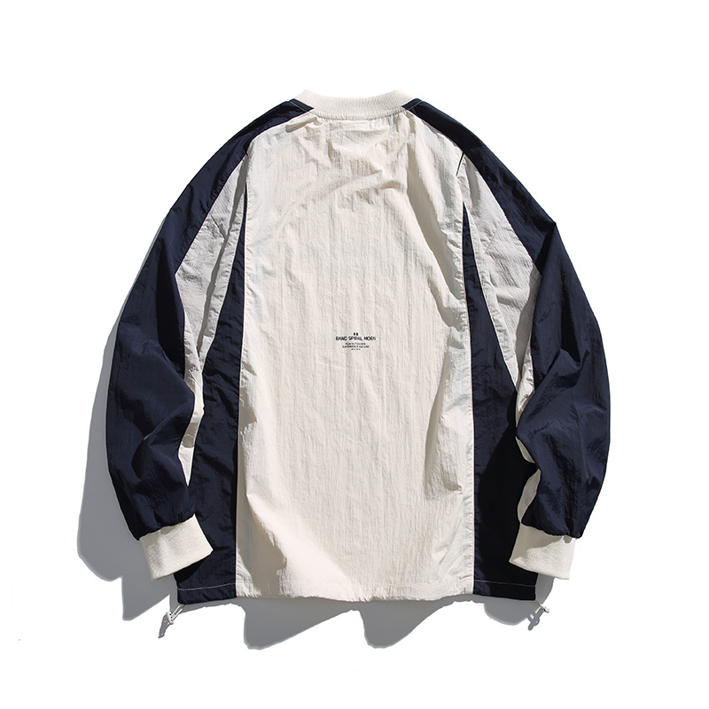 Contrast Color Printed Crew Neck Sweatshirt Men's Sports Jacket