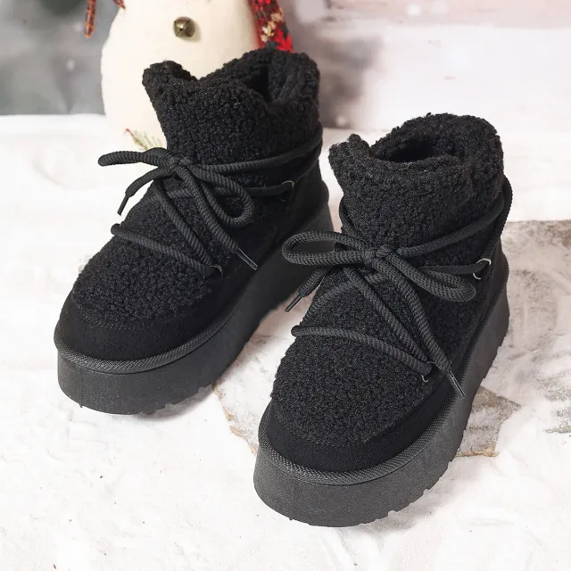 Female Height Increasing Casual Warm Short Boots Black - Shop at LoveMi
