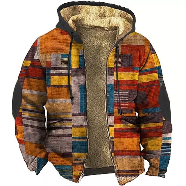 Fleece-lined Thickened Patchwork Cotton Jacket