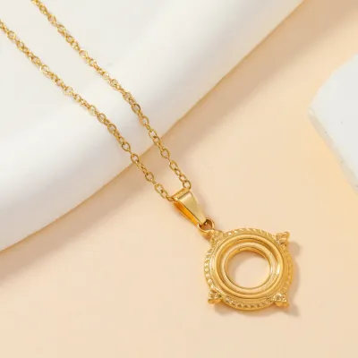 Single Pendant Fashion Personality Stainless Steel Casting Ornament Wheat Pendant Geometric Hollow Square Necklace DIY Accessories