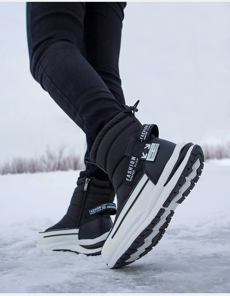 Winter Wool Lining Waterproof Casual Men's Cotton Shoes