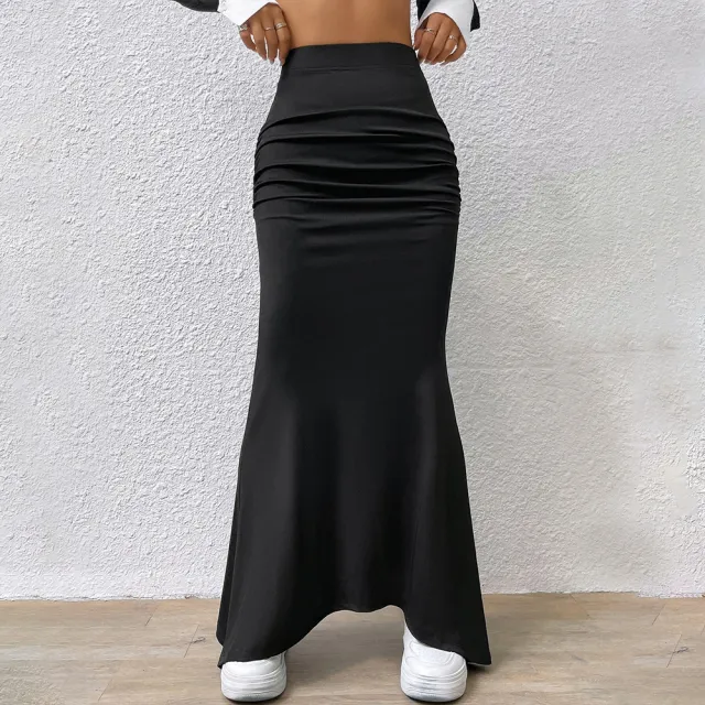 Elegant Simple Style High Waist Fishtail Long Dress Black - Shop at LoveMi