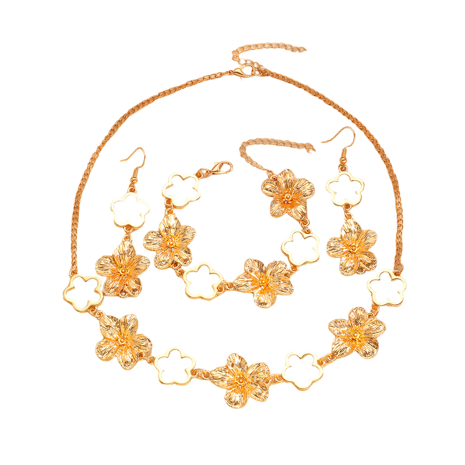 Zinc Alloy Flower Jewelry Set